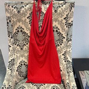 Fashion Nova Red Halter Dress